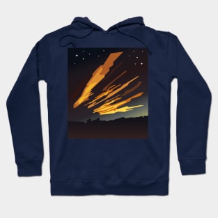 Sunrise cartoon landscape and comet tails Hoodie